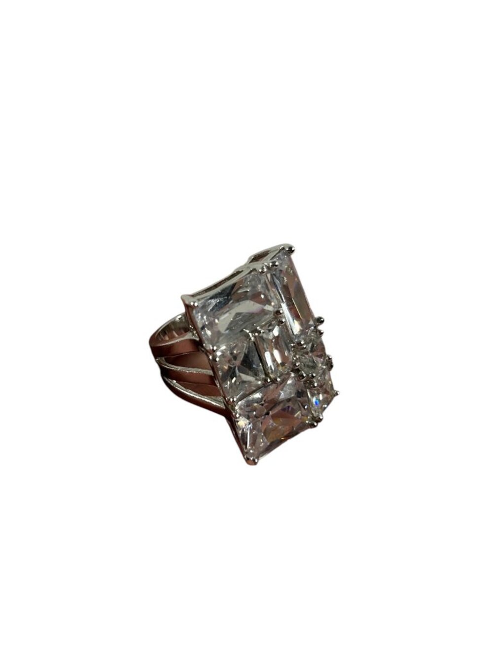 Park Lane WOW Ring Large CZ Cluster Silver Tone Statement Cocktail Size 9 - Picture 2 of 8